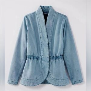 Pure Jill Indigo Curved-Hem Jacket Denim Petite Large Moonstone Wash